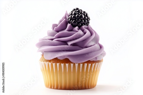 Cupcake with purple cream and blackberry filling 