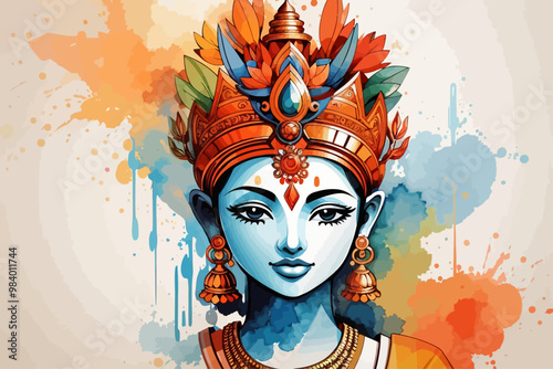 vedic ketu in water color illustration