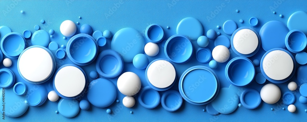Vibrant abstract background featuring a collection of blue and white circles, perfect for design and artistic projects. Vibrant abstract background featuring a collection of blue and white circles, perfect for design and artistic projects.