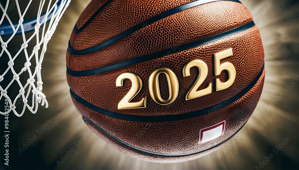 happy new 2025 year basketball themed, basket ball background, sport concept, festive template, numbers