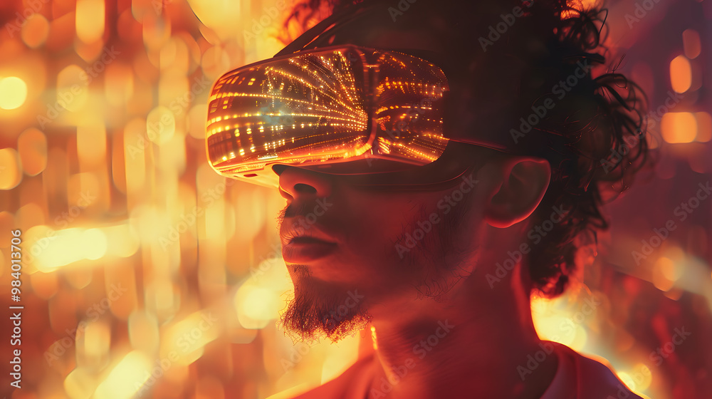 A man wearing virtual glasses will wipe while controlling a program or device. AI Generated A man wearing virtual glasses will wipe while controlling a program or device. AI Generated
