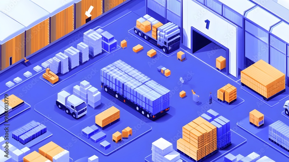 Logistics and Warehouse Isometric Illustration Logistics and Warehouse Isometric Illustration