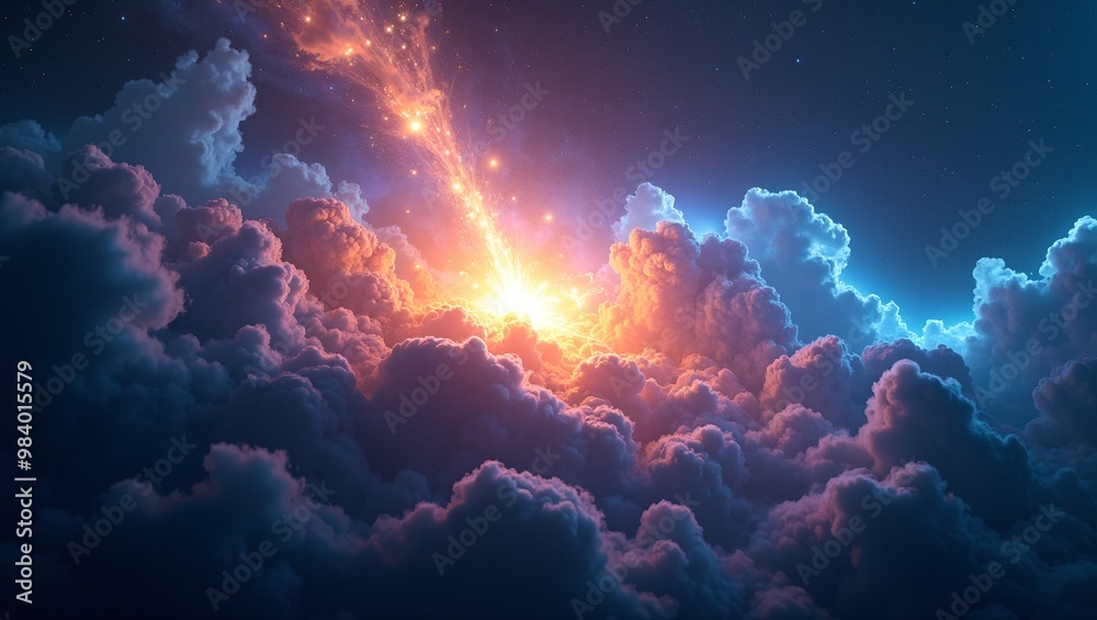 Radiant supernova explosion in vibrant nebula clouds Radiant supernova explosion in vibrant nebula clouds