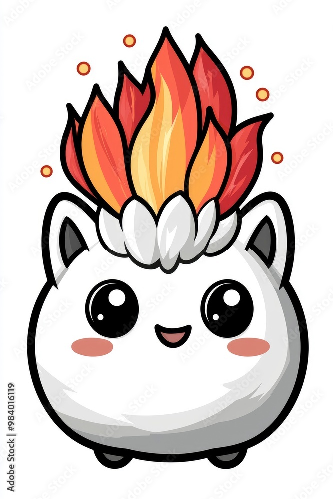 Cute Cartoon Animal With Fire On Head Cute Cartoon Animal With Fire On Head