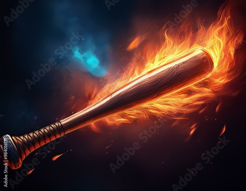 a flaming baseball bat
