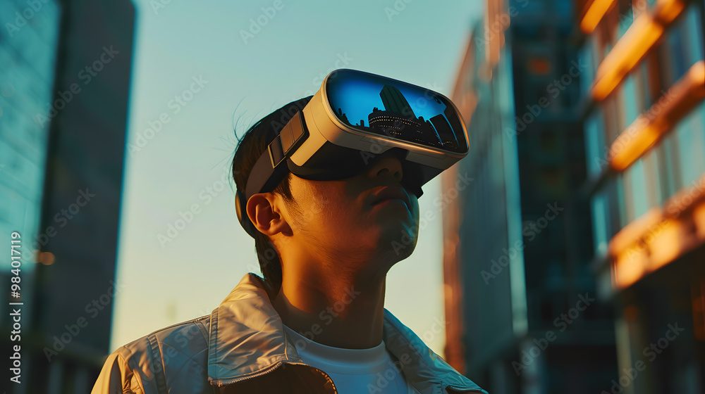 A man wearing virtual glasses will wipe while controlling a program or device. AI Generated A man wearing virtual glasses will wipe while controlling a program or device. AI Generated