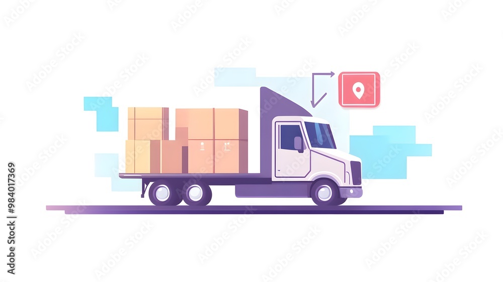 Delivery Truck with Packages and Location Pin Icon Delivery Truck with Packages and Location Pin Icon