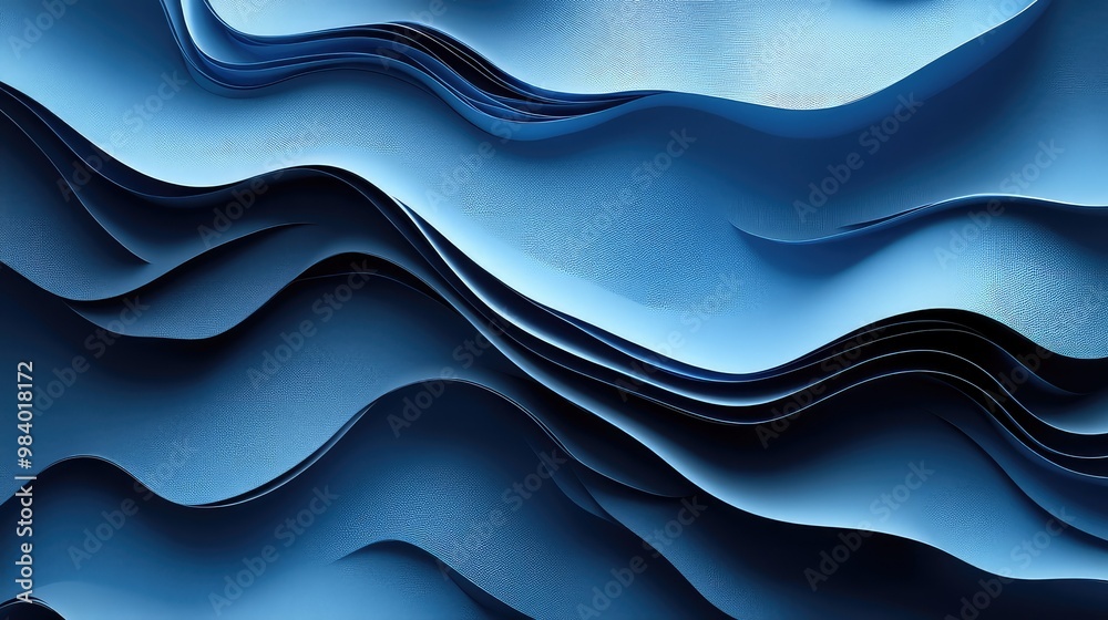 Fashionable 3D Rendered Abstract Blue Layered Background with Modern Design Elements and Dynamic Visual Appeal