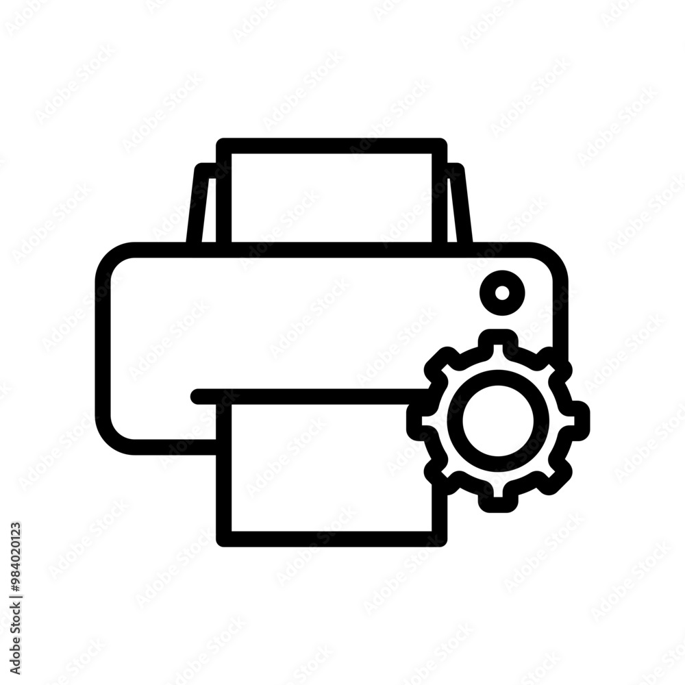 Printer setting line icon. Printer icon. Printer icon isolated on white background. Transparent background, minimalist symbol. Vector images Printer setting line icon. Printer icon. Printer icon isolated on white background. Transparent background, minimalist symbol. Vector images