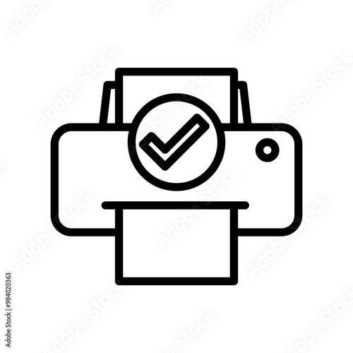 Accept printer line icon. Printer icon. Printer icon isolated on white background. Transparent background, minimalist symbol. Vector images