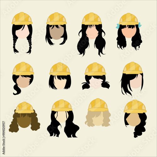 various hair styles for female builders illustration