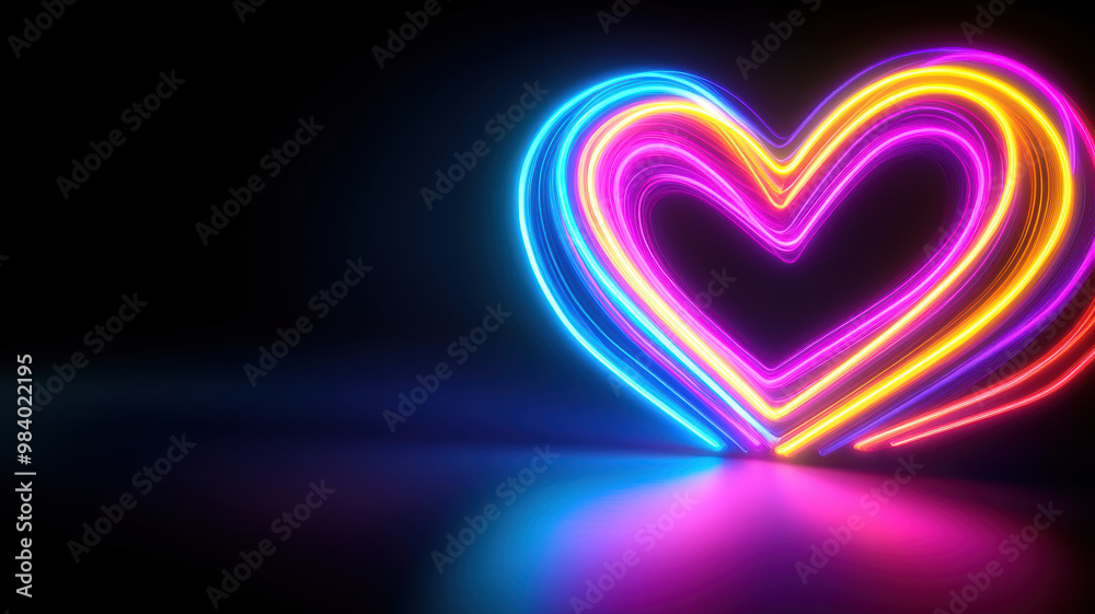 Glowing Neon Heart with Motion Blur