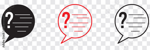 Comment question line icon set. faq line icon. question and answer pictogram. inquire bubble. ask or request sign. frequently asked questions icon for Ui designs. 