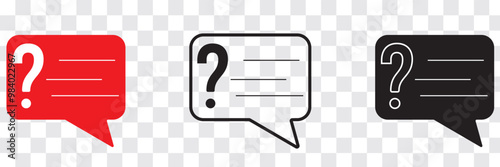Comment question line icon set. faq line icon. question and answer pictogram. inquire bubble. ask or request sign. frequently asked questions icon for Ui designs.
