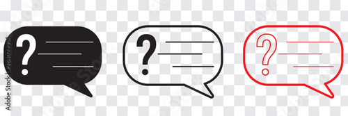Comment question line icon set. faq line icon. question and answer pictogram. inquire bubble. ask or request sign. frequently asked questions icon for Ui designs.
