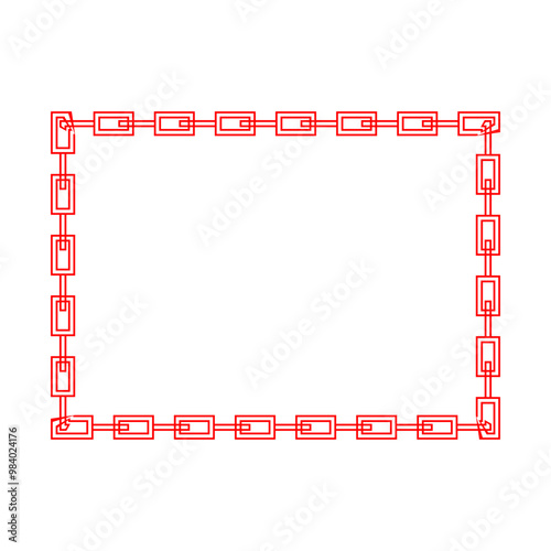 Rectangle frame with chain isolated on white background. Vector stock illustration.