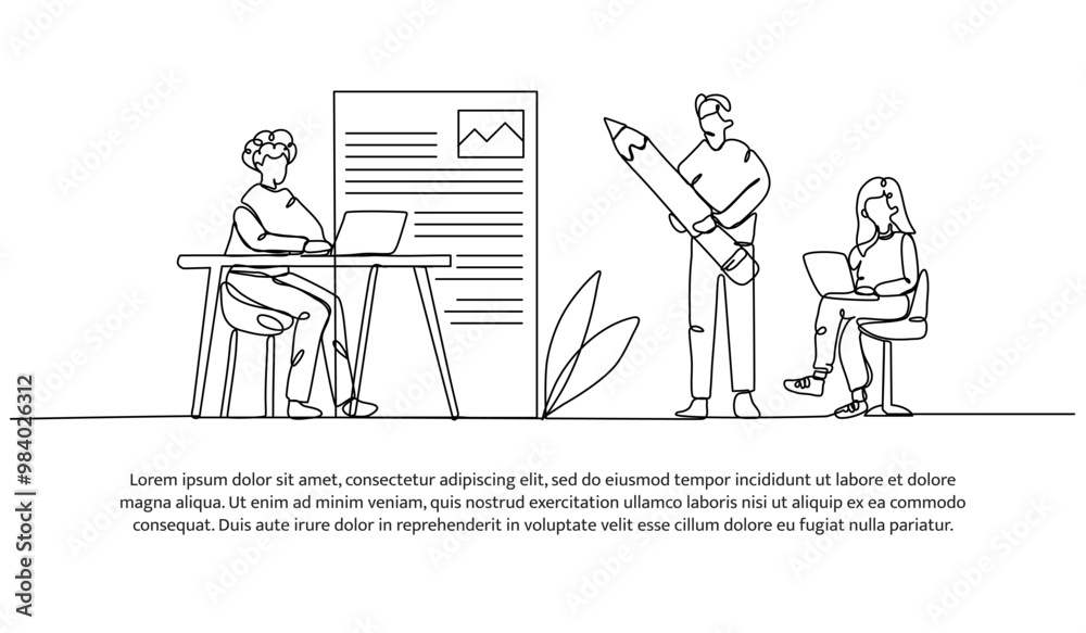 Continuous one line design of a social media admin. Minimalist style vector illustration on white background. Continuous one line design of a social media admin. Minimalist style vector illustration on white background.