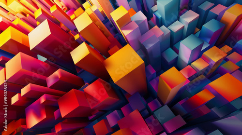 A visually striking arrangement of abstract 3D cubes. AI generative. photo