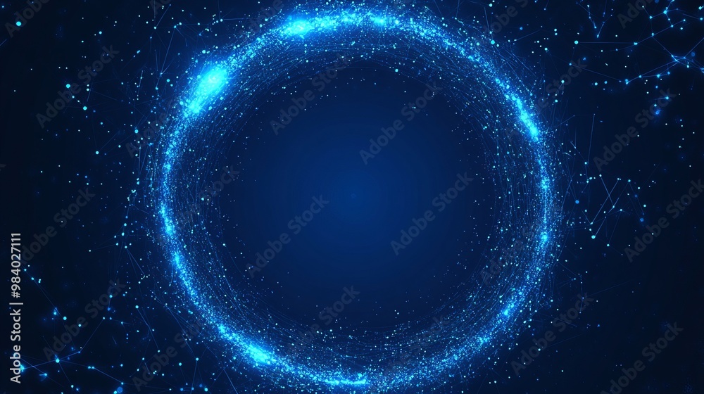 Vector abstract blue background with a geometric frame of circular ...