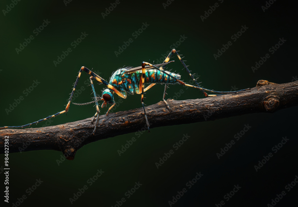 Close-Up of Vibrant Mosquito on Wood – Stunning Macro Wildlife Image Close-Up of Vibrant Mosquito on Wood – Stunning Macro Wildlife Image