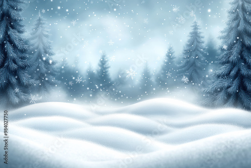 Peaceful Snowy Forest Background