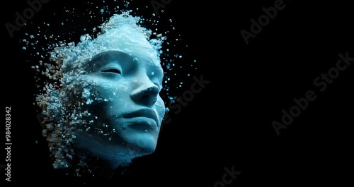 3D Pixel-Based Robotic Face Dissolving into Particles