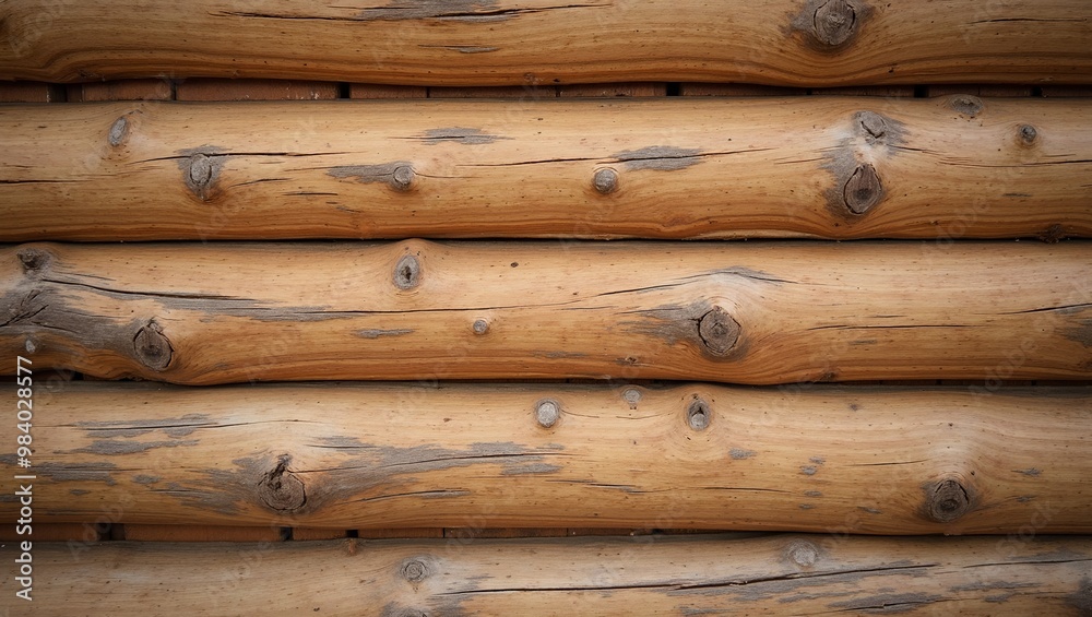 Rustic log cabin style pine wood paneling with deep grain lines Rustic log cabin style pine wood paneling with deep grain lines