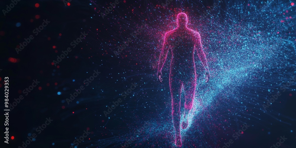 Abstract human figure in cyberspace Abstract human figure in cyberspace