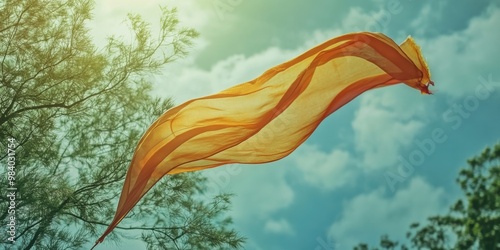 prayer flag fluttering in the wind 