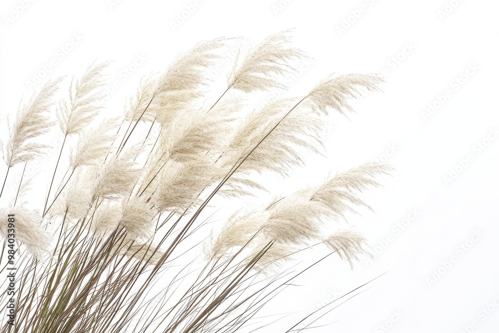 A bush of ornamental grass with long, slender blades swaying naturally in the wind A bush of ornamental grass with long, slender blades swaying naturally in the wind