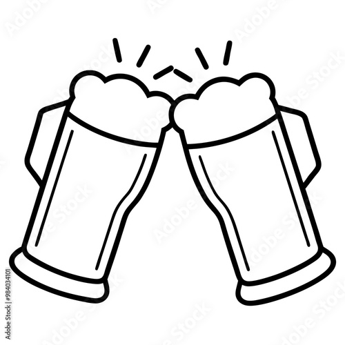 toasting beer glasses outline coloring book page line art drawing