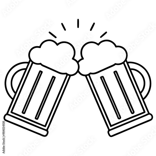 toasting beer glasses outline coloring book page line art drawing