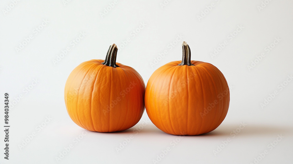 Two vibrant pumpkins ready for Halloween decoration in a cozy autumn setting Two vibrant pumpkins ready for Halloween decoration in a cozy autumn setting