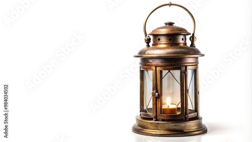 Antique lantern isolated on white background fisheye