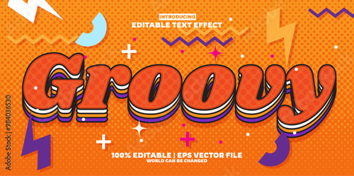 Groovy editable text effect in new modern trend style