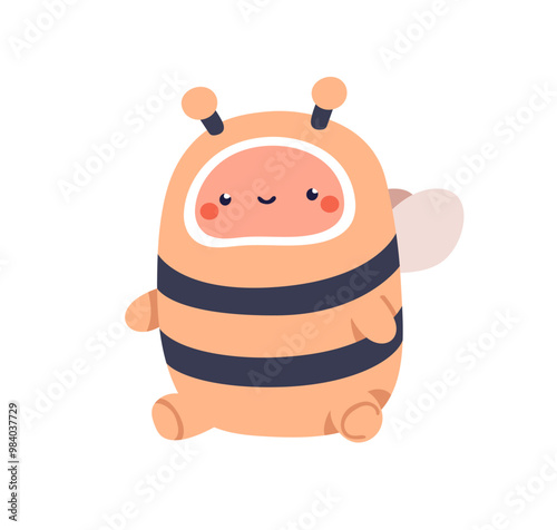 Cute plush stuffed bee. Adorable funny kawaii bumblebee, soft toy for kinderg...
