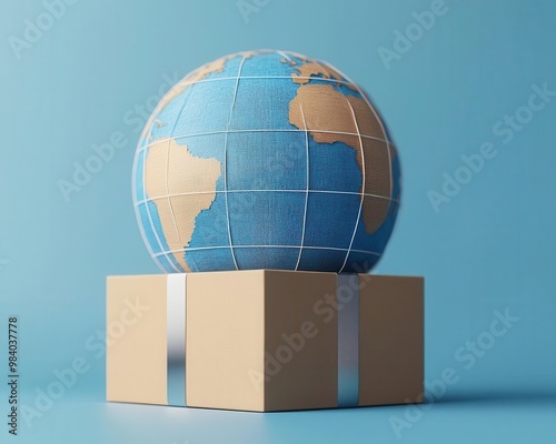 Package delivery highlighted on a digital globe, showing international routes, global logistics marketing strategies