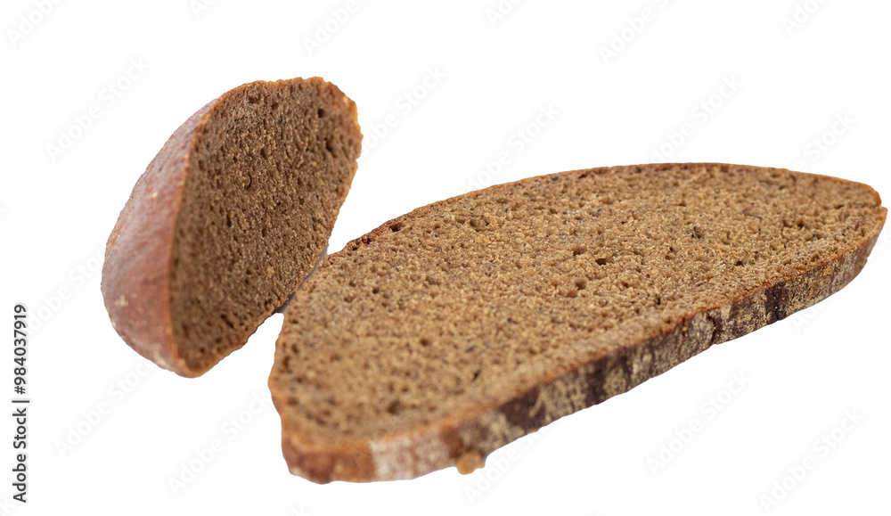 Close up shot of pieces of brown bread on the transparent background Close up shot of pieces of brown bread on the transparent background