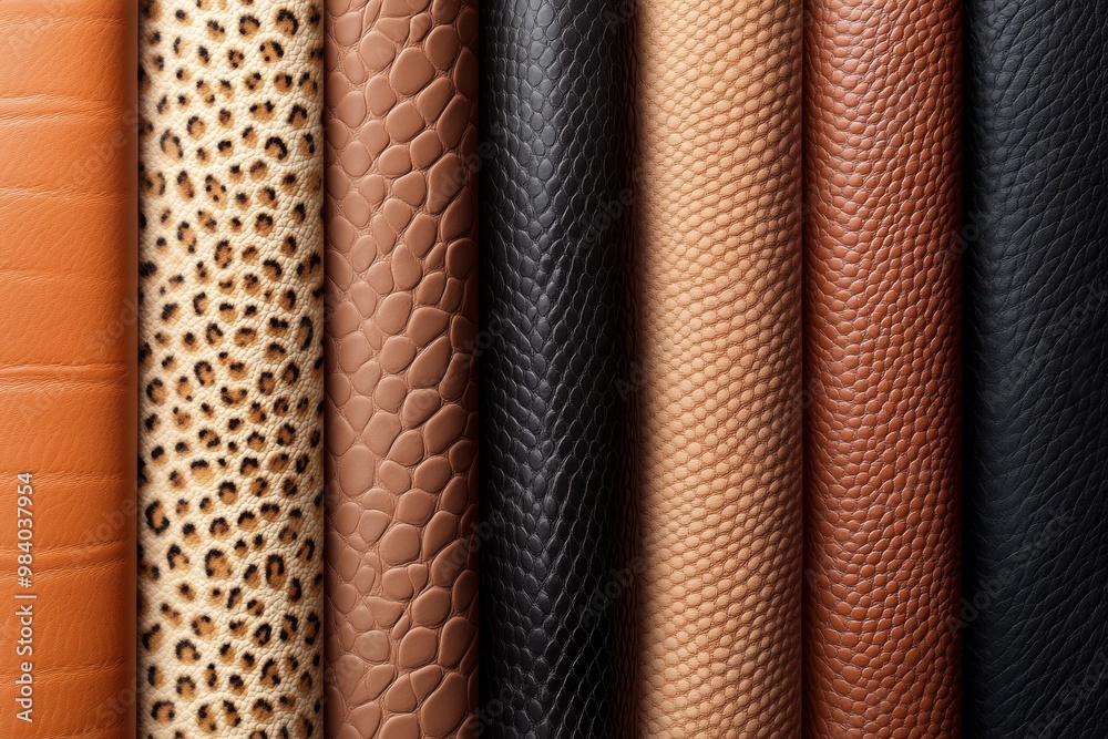 Collection of different textures and patterns for leather material Collection of different textures and patterns for leather material