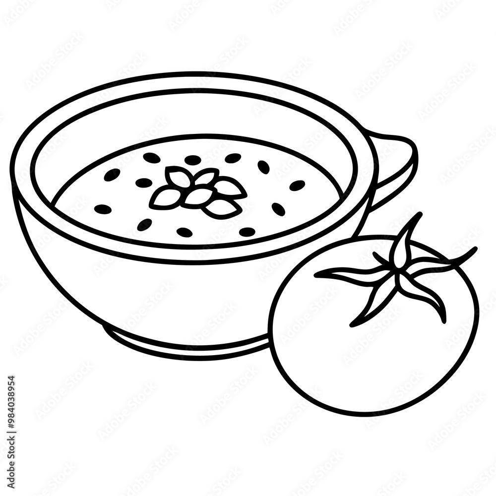 tomato and lentil soup outline coloring book page line art drawing tomato and lentil soup outline coloring book page line art drawing