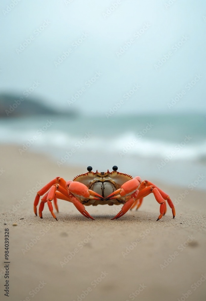 Crab Close Up on blurred beach background Crab Close Up on blurred beach background