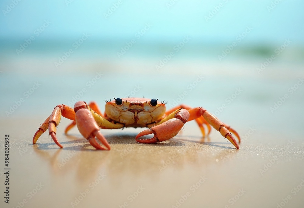 Crab Close Up on blurred beach background Crab Close Up on blurred beach background