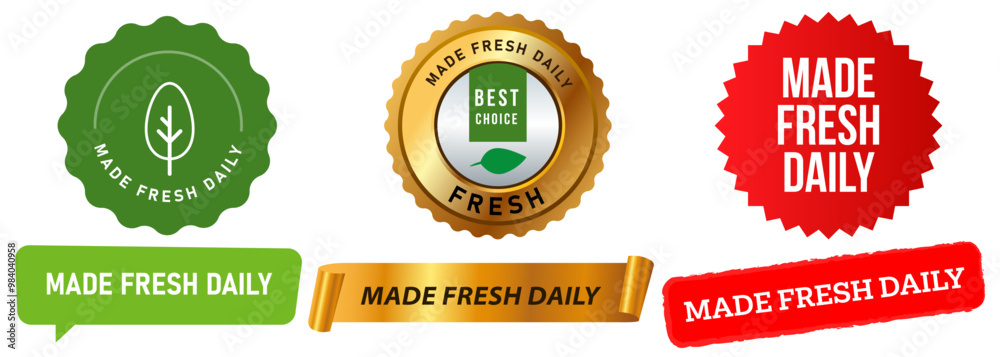 Φωτογραφία Made fresh daily meal food organic new meal stamp colorful badges sign sticker e