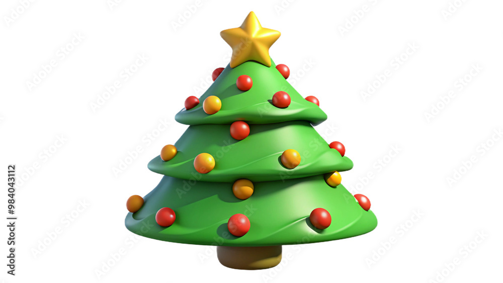 Festive 3D render of a Christmas tree adorned with colorful ornaments and a star, isolated on a transparent background for easy use.
Festive 3D render of a Christmas tree adorned with colorful ornaments and a star, isolated on a transparent background for easy use.