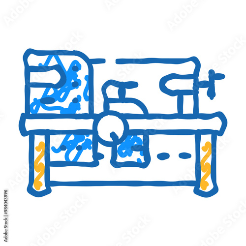 screw-cutting lathe doodle icon sketch vector. screw-cutting lathe sign. isolated symbol illustration