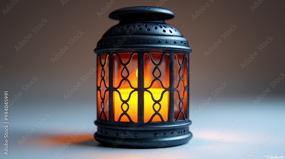 A decorative lantern casting a warm glow in a dim setting. A decorative lantern casting a warm glow in a dim setting.