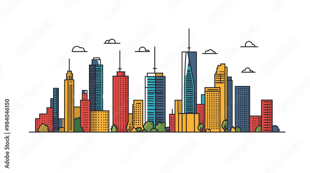 New York city skyline illustration on white background
New York city skyline illustration on white background