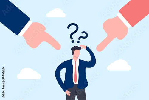 Businessman get pressure from the boss to improve. Confuse and frustrated work deadline.  Employee overwork job. Flat illustration design vector.	
