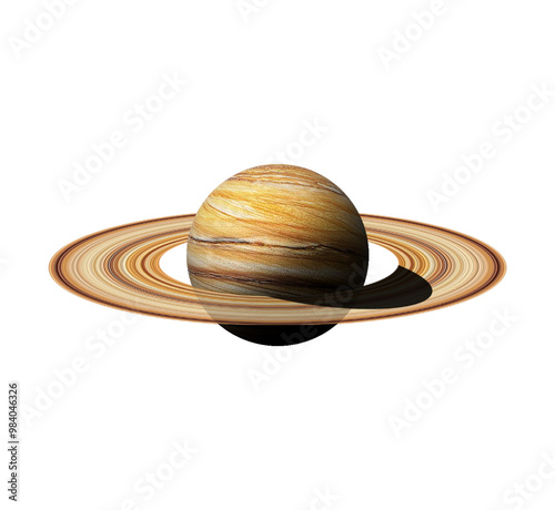 planet saturn with rings close-up isolated in png format