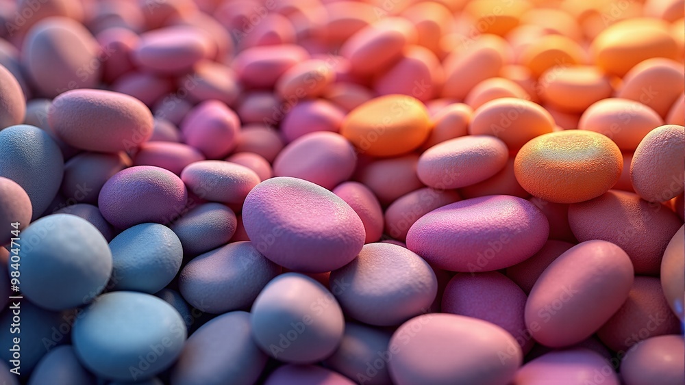 Organic pebble-like shapes in a random arrangement with bright tones Organic pebble-like shapes in a random arrangement with bright tones
